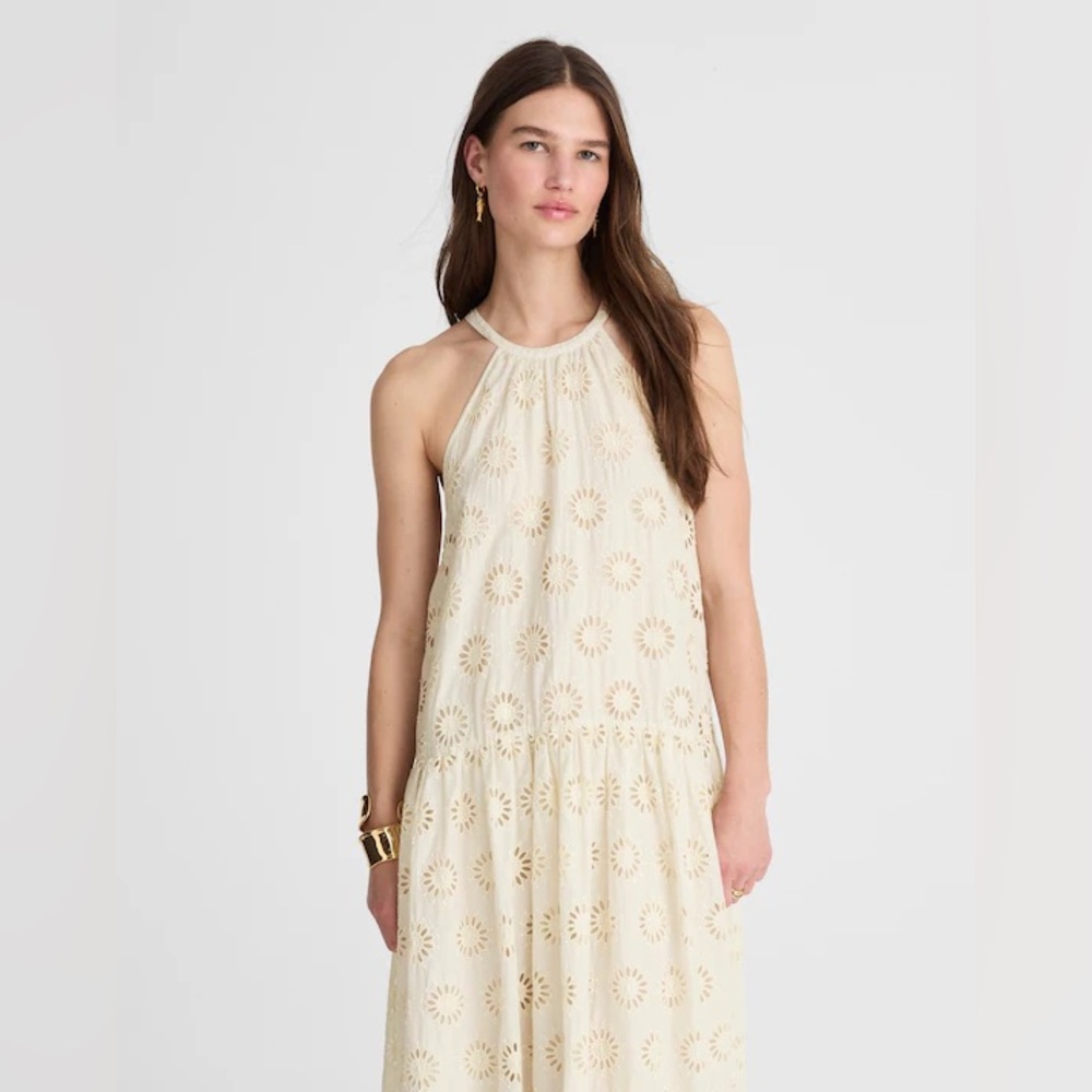 Madewell Embroidered Drop-Waist Maxi Dress in Floral Eyelet size XS